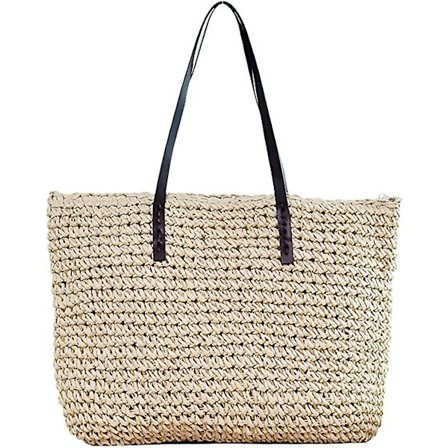 Kvinnors halm tote väskor stora strand handvävda axelväskor plånböcker halm tote väskor