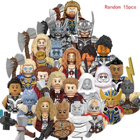 MOC Mini Anime Actionfigurer Marvel Superhjälte Stora karaktärer Byggstenar Klossar DIY Hot Toys för BARN Födelsedagspresenter