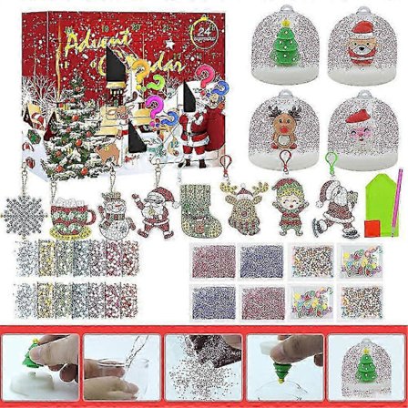 Joulujuhlat 24 Päivän Alaslasku Kalenteri Adventi Kalenteri DIY Timanttimaalaus Taide Avaimenperät Koristeet Koristeet Sokea Laatikko Joululahjat