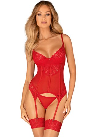 Obsessive Ingridia Corset & Thong XS/S Korsetti stringeillä