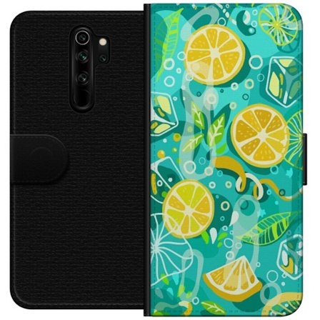 Yhteensopiva Lompakkokotelo Xiaomi Redmi Note 8 Pro Raikas sitrusharja sitruunalehdillä ja kuplia eläväisen värimaailman kanssa