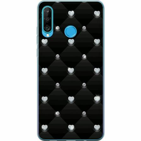 Huawei P30 Lite Genomskinligt Skal Bling Heart
