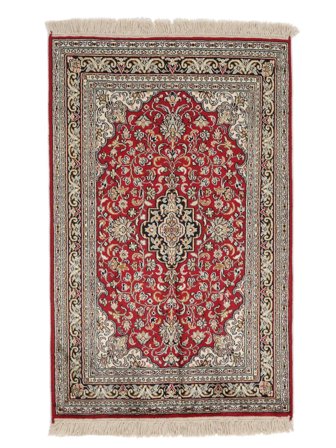 Kashmir Puur Zijde Vloerkleed Handgeknoopt 61X96 Bruin/Donkerrood India