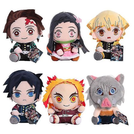 18-20cm Demon Slayer Plussjdyr Anime Kamado Tanjirou Zenitsu Inosuke Kamado Nezuko Søte Fyllte Dyr Barn