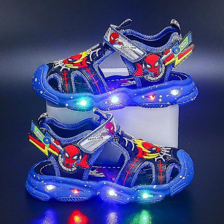 Pojkar LED-sandaler Spiderman Utomhusskor Strandskor Barn Ljusskor Halkfria skor för sommaren B B