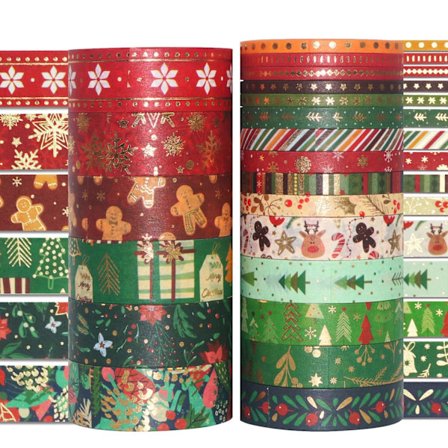 21 Ruller Tynn Washi Tape Jule Washi Maskeringsteip Gullfolie Dekorativ Limtape Papirtape for Bullet Journal Scrapbooking DIY Håndverk Forbruksvarer