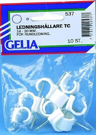 GELIA LEDNINGSKLAMMER 14-20MM RUND HVIT 10STK