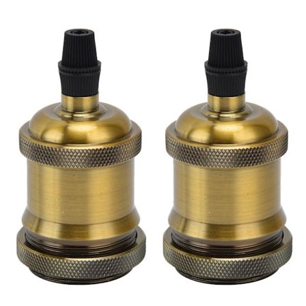 2 stk Vintage Lampestikk Retro Aluminium Lampesokkel DIY Tilbehør til E26/27 Vintage Pærer Gul Bronse