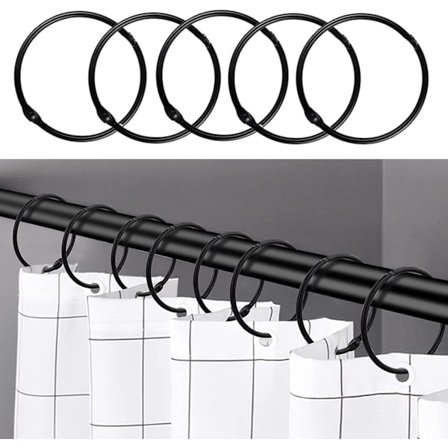 24 svarta duschdraperiringar, badrum rostfri duschdraperi