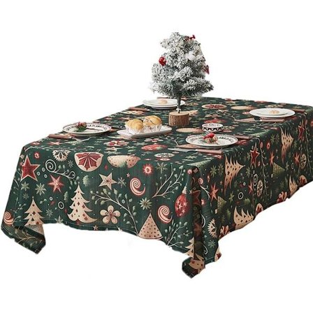 Juledug, vintage juletræsdekoration dug, rektangulær rød dug, atmosfæredekoration bord, festbordsdekoration