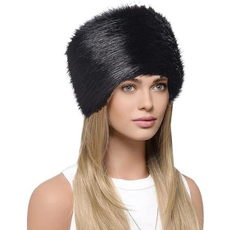 Dames imitatiebontmuts warme Russische Kozak stijlvolle winter essentieel (zwart)