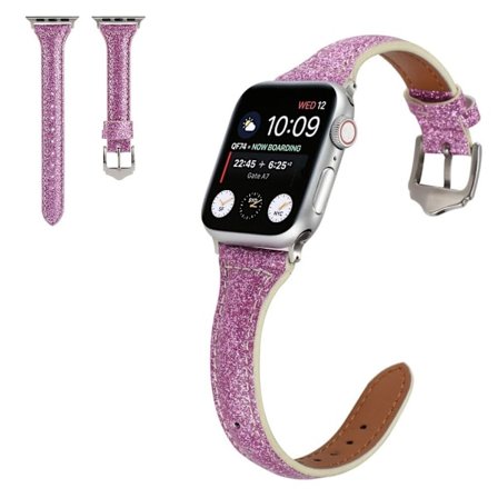 Apple Watch 40 mm klockarmband i glitterpuderläder - Lila