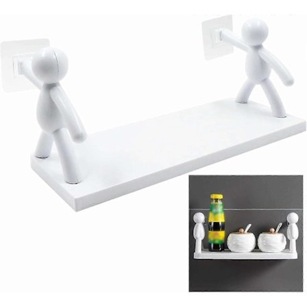 Flytende Plast Hylle Vegg Bad - Sminkeoppbevaring Krydderorganisator Ingen Boring Veggoppbevaring Veggbokhylle Utstillingsstativ Oppbevaringshylle, 