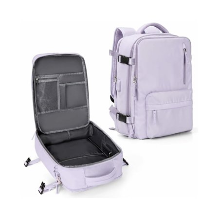 Kabinekuffert Rygsæk Rejserygsæk Vandrerygsæk Passer til 14 Tommer Laptop med USB-Opladningsport Skorum, Lilla