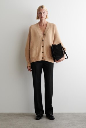 COS Women's Cardigan Oversize In Lana Merino in Beige