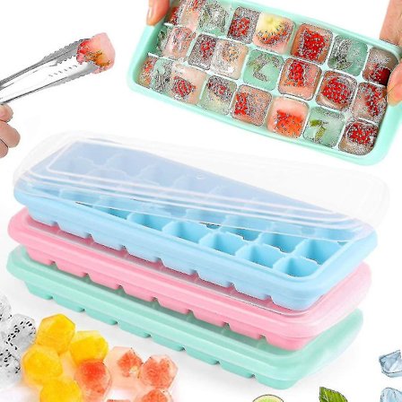 Silikonform för isbitar, silikonisbitar, 3-pack 24 kubiks isbitsformar, is M