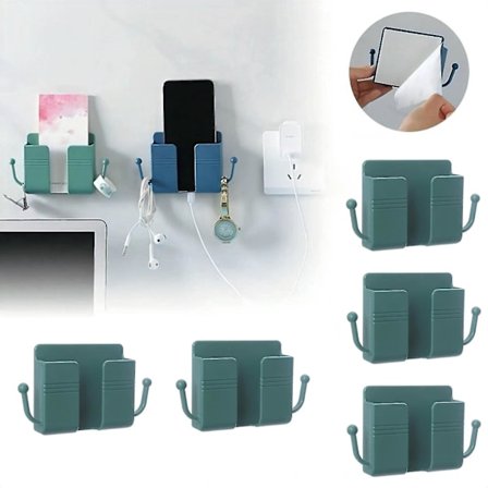 5 stycken fjärrkontroll mobiltelefon plugg vägg hållare, väggmonterad mobiltelefonhållare för sovrum