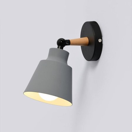Vinkeljusterbar metall liten vägglampa sovrum säng huvud E27 vägglykta studierum badrumsbelysning vägg, glödlampa ingår ej, grå