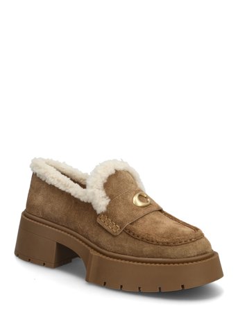 Coach Leah Platform Shearling Loafer - Brown - 40.5