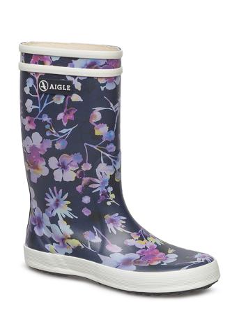 Ai Lolly Pop Dark Flower Shoes Rubberboots Unlined Rubberboots Blå Aigle