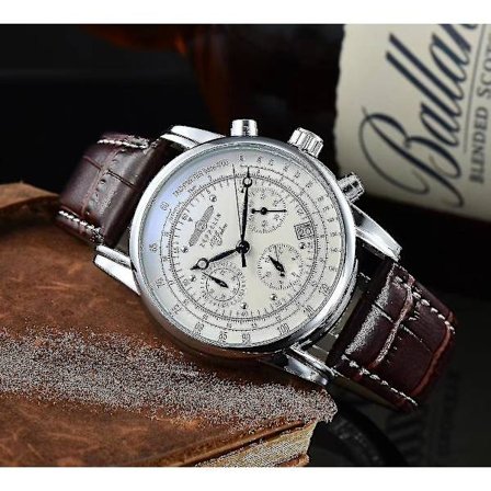 Ny Zeppelin Ur Top Vandtæt Læder Business Casual Quartz Ur Herre Three Eyes Multifunktion Chronograph Ur