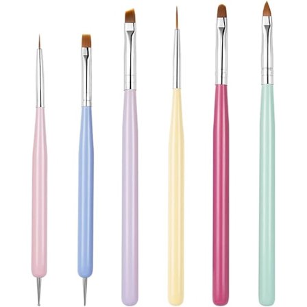 Set of 6pcs Nail Art Brush, Gel Nail Polish Nail Art Design Painting Tools,