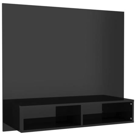 Vidaxl Väggmonterat Tv-skåp Svart Högglans 102x23,5x90 Cm Spånsk Svart