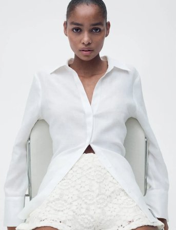 Mango Crochet Straight-Fit Shorts - White - XL