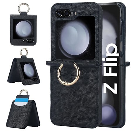 Z Flip 6 -lompakko-kotelo, RFID-suojaava korttipidike, nahkainen iskunkestävä kotelo Samsung Galaxy Z Flip 6:lle renkaalla