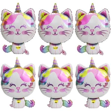 Lemmikieläinten Yksisarvinen Kissan Ilmapallot Caticorn Alumiinipallot Juhlatarvikkeet Syntymäpäiväkoristeet Vauvakylpy, 6 Pakkausta 32'' 3D 