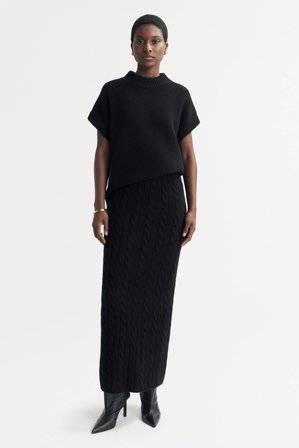 Soft Goat - Cable Knit Skirt - Cashmere skirt - S - Black