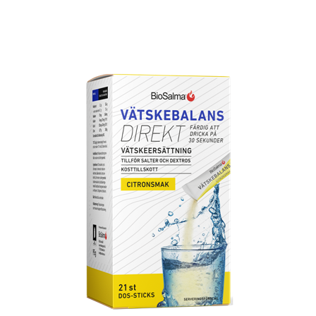 BioSalma Vätskebalans Direkt Vätskeersättning 21 portionspåsar Citron