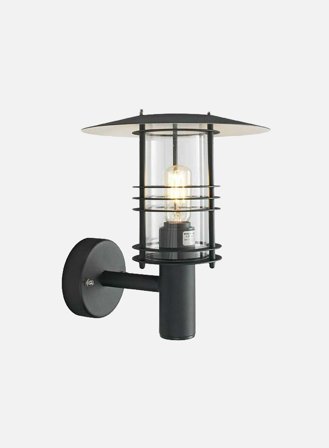 Stockholm 286 utelampe - sort/klar