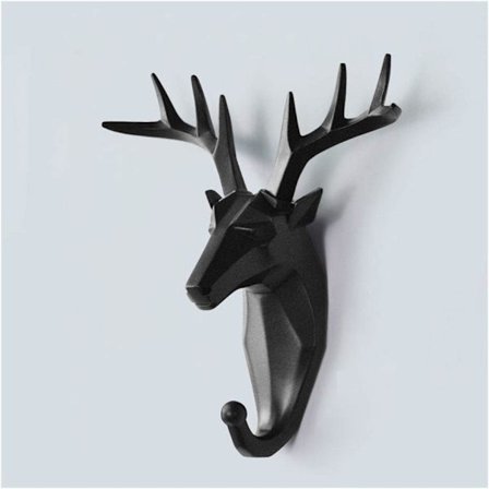 Väggmonterad klädhängare i harts, vintage hjort huvud horn för att hänga kläder hatt nyckelhållare dekorativ klädhängare klädhängare (Färg: Guld)