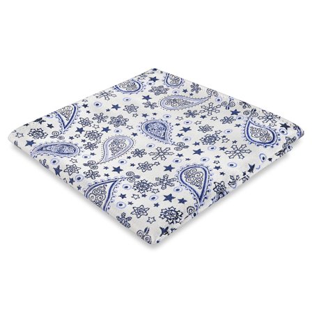 Hvid & Blå Paisley Silkelommeklud til mænd - Mønstrede lommeklude