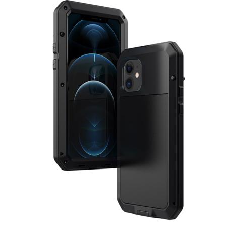360-graders beskyttelsesetui i aluminium HEAVY DUTY - iPhone 12 Pro Max Svart