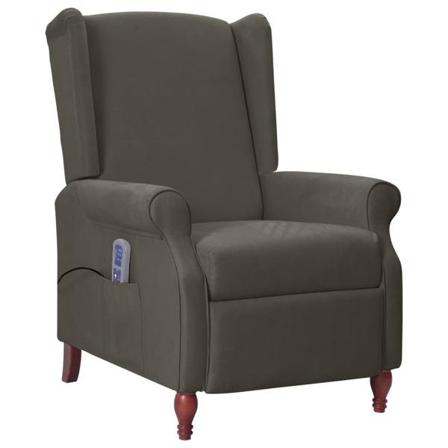 Vidaxl Massagefåtölj Mörkgrå Mikrofiber Grå
