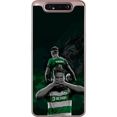 Yhteensopiva Puhelinkuori Samsung Galaxy A80 Neonmotiivi, jossa teksti "Gaming is in my DNA" sinisenä ja punaisena tiiliseinällä, jossa loistava DNA-s