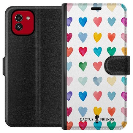 Kompatibelt Lommeboketui til Samsung Samsung Galaxy A03 Cactus and Friends - Watercolor Love Grid