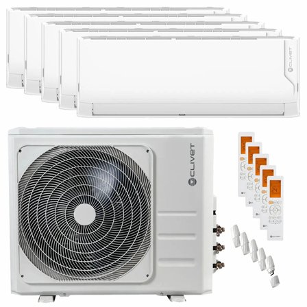 Condizionatore Clivet Cristallo 2 penta split 9000+9000+9000+9000+9000 BTU inverter A++ wifi unità esterna 12.3 kW