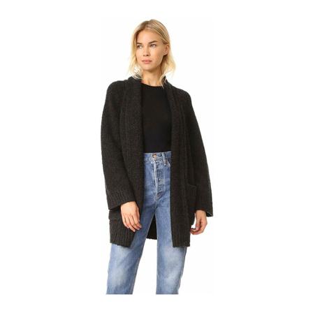 Vince, Marl Car Cardigan Zwart, Dames, Maat:S