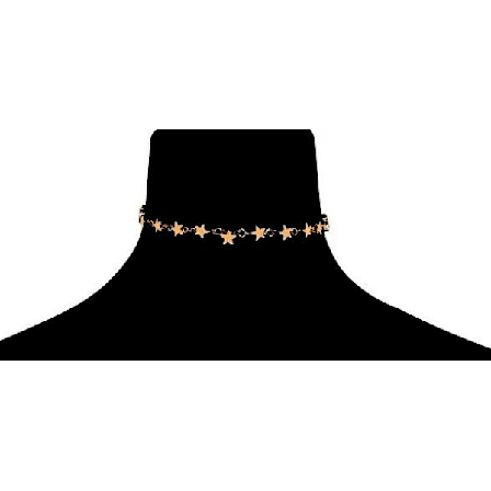 Guld Halsband / Choker med en rad Stjärnor
