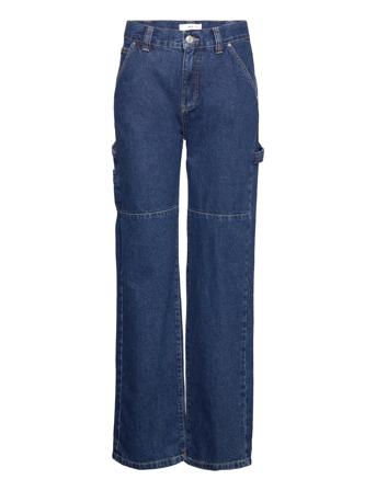 Pocket Cargo Jeans Rette Jeans Blå Mango