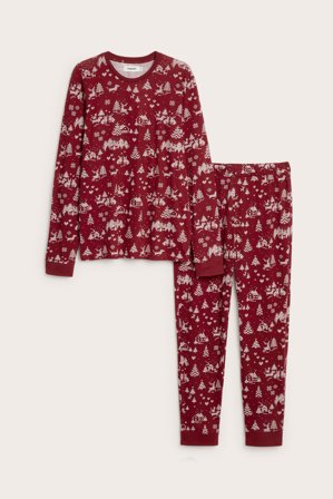 Kappahl | Julepyjamas herre | Mørkerød