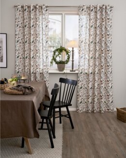 Rengasverho Painettu lehtikuvio Ekbacken 2/pak Off-white