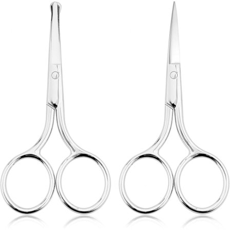 2 Pakkaus Kulmakarvasakset Ruostumaton teräs Nenäkarva Mini Pieni Trimmeri Turvallisuusaskartelusakset Miehille ja Naisille Kasvojen Korvakarvojen 