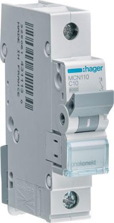 Hager MCN120 Miniatyrbryter 1-polet, 6 kA, C-karakteristikk 20A, Stikkontakter & kabler