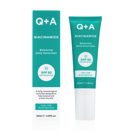 Q+A Niacinamide Balancing Daily Sunscreen SPF 50, 50 ml