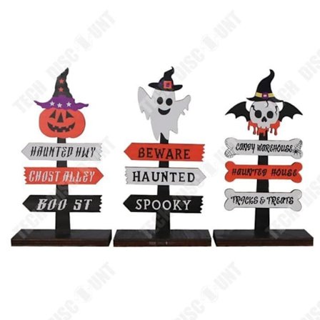 Paneldekorationer - TD - Halloween - Trä - 3 delar - 8x4x14.5 cm