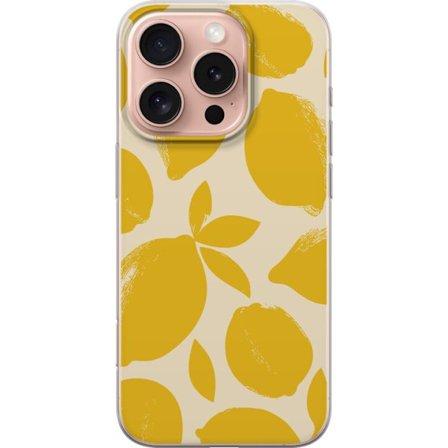 Kompatibelt Mobilskal till Apple Apple iPhone 16 Pro Citrontryck citroner gula citrusfrukt köksmönster sommar design tapet retro stil färsk inspira